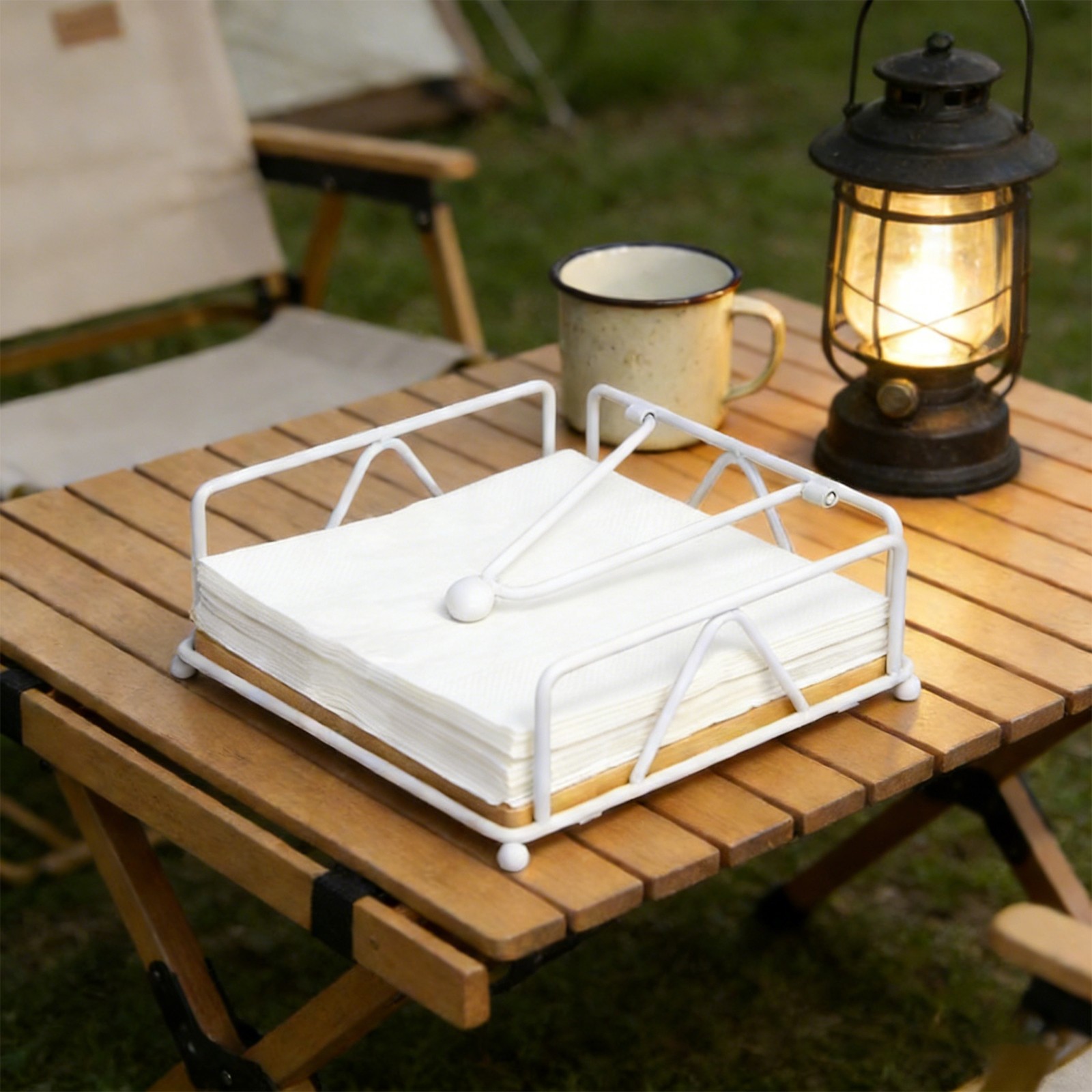 Square Napkin Holder, Table Napkin Dispenser with Weighted Arm 17.8*17.8*6.8cm gallery