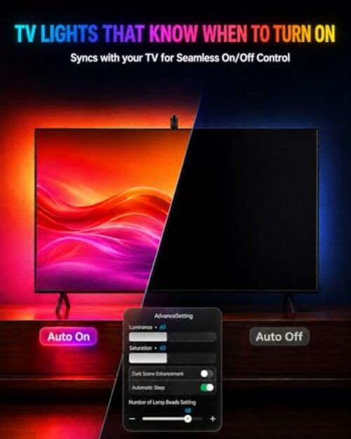 TV LED Backlight with Sensor, LED Sync Lights for TV 55-65 Inch, Multicolor gallery