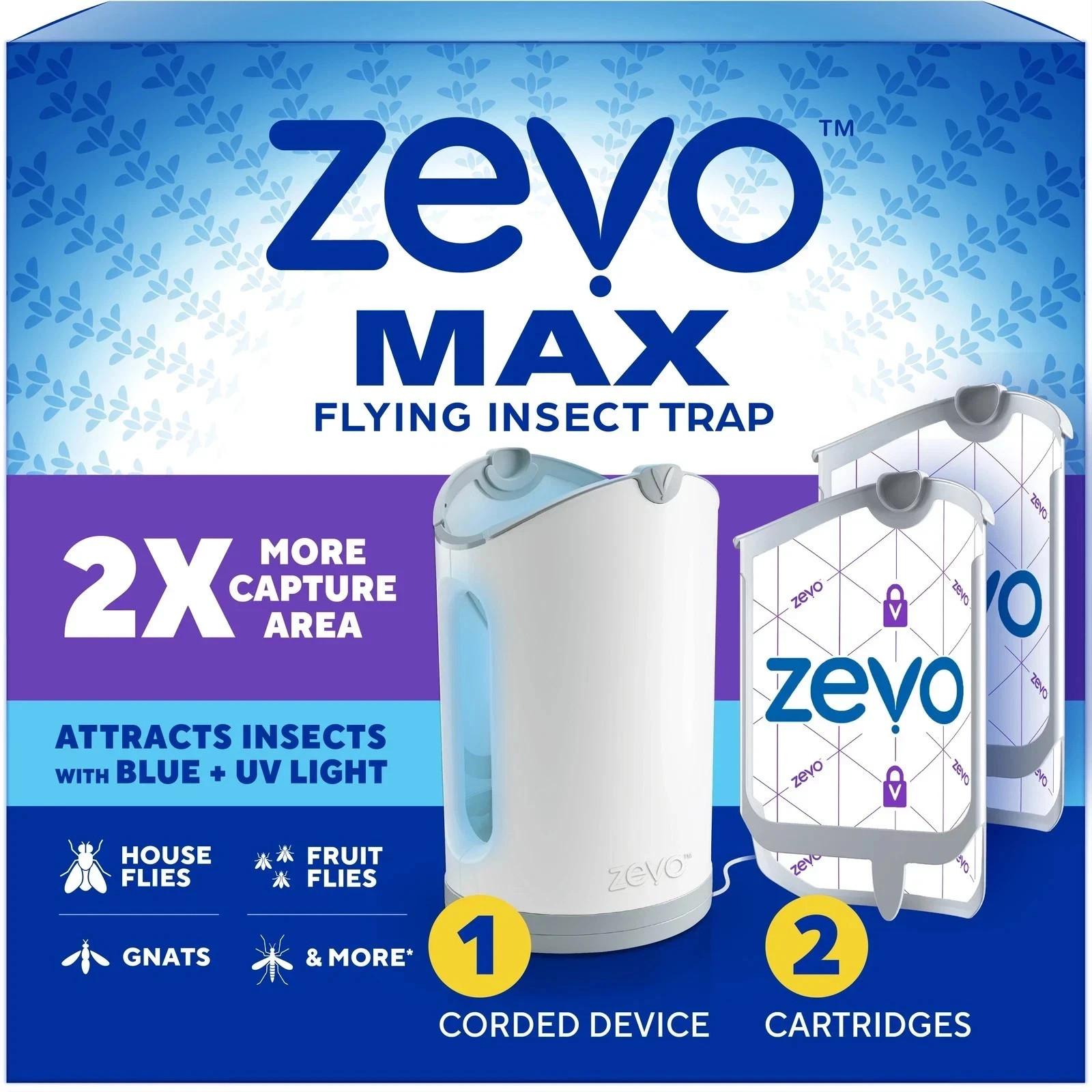Zevo Max Indoor Flying Insect Trap Plug-In Device with 2 Cartridges-freeshipping gallery