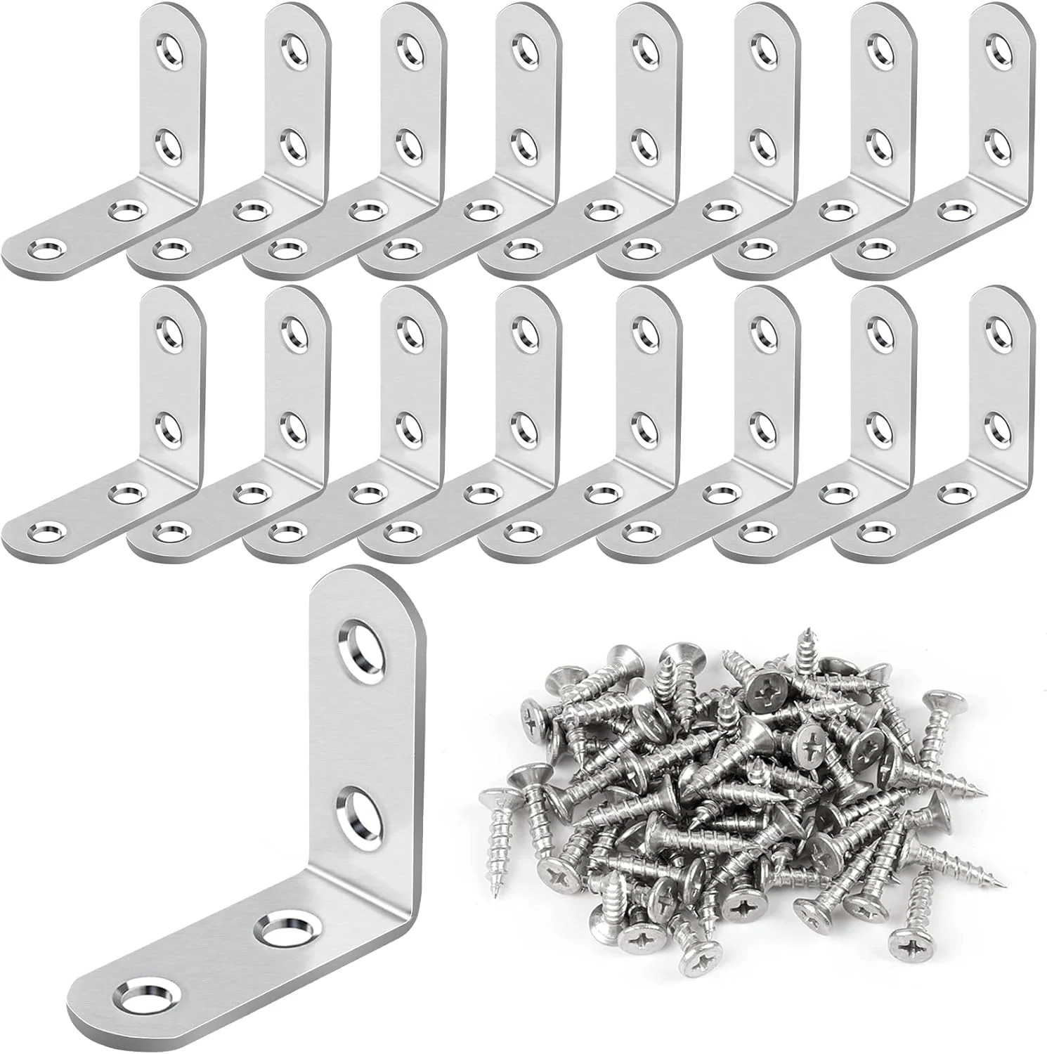 16 Pcs L Bracket Stainless Steel Corner Brace Sets, 90 Degree Right Angle Bracke gallery