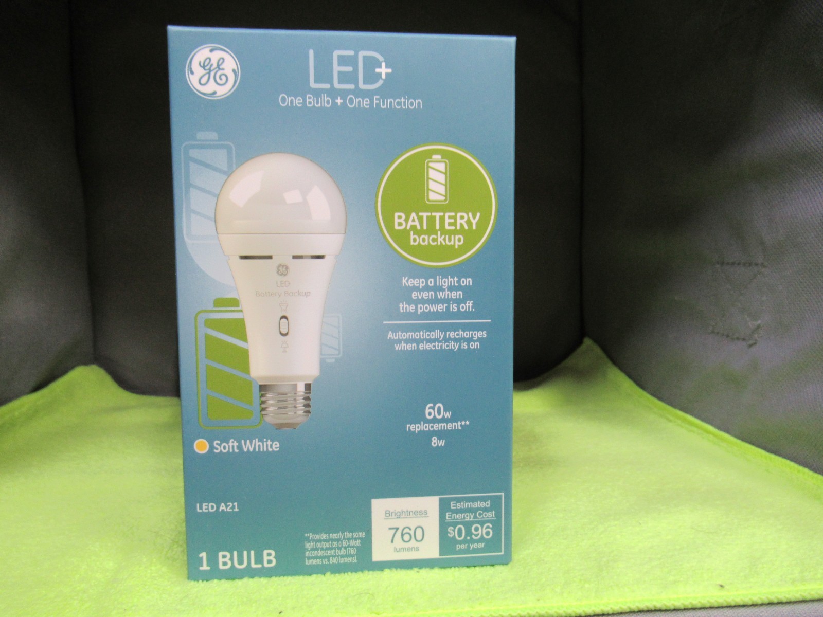GE LED+ Battery Backup A21 Light Bulb Soft White 760 Lumens, 60W E26 Medium Base gallery