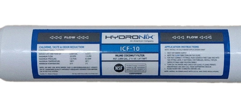 RO Post Polishing Fridge Ice Inline Coconut GAC Water Filter, 2000 Gal, 1/4" NPT gallery