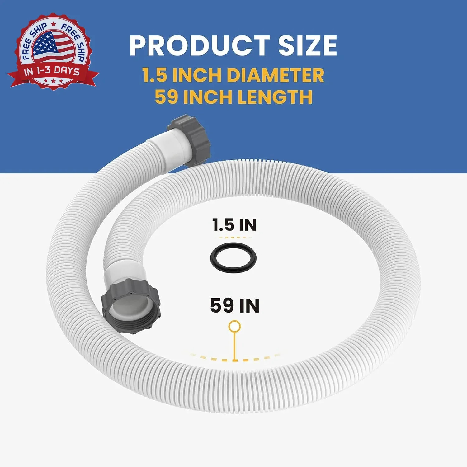 1.5" Diameter Accessory Pool Pump Hose Replacement for Intex 1500 to 2500 GPH Fi gallery