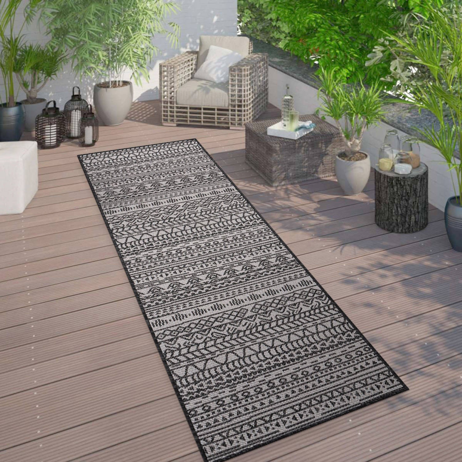 Rugshop Outdoor Runner Rug Geometric Bohemian Textured Indoor Outdoor Rugs 2x7 gallery