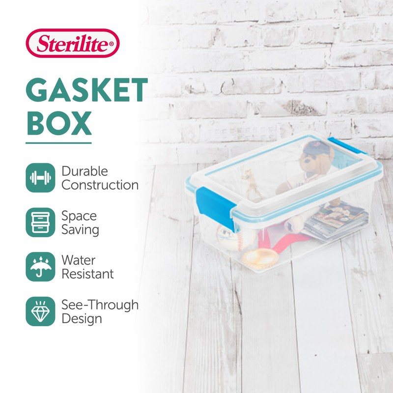 Sterilite 7.5 Quart Gasket Box, Stackable Storage Bin with Latching Lid, 6 Pack gallery