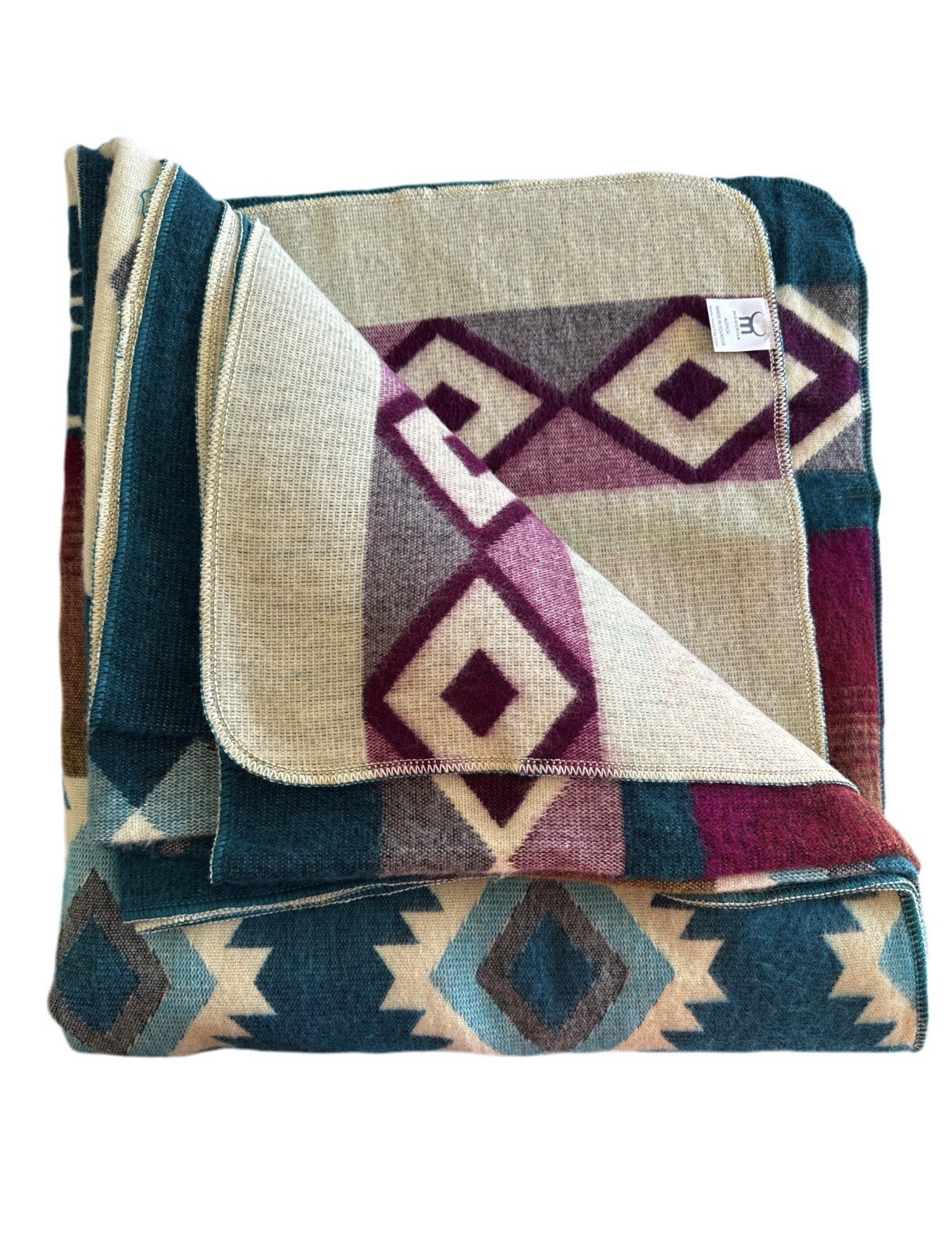 Alpaca Blanket - Cozy Colorful Native Pattern Throw - Made in Ecuador - 20263 gallery