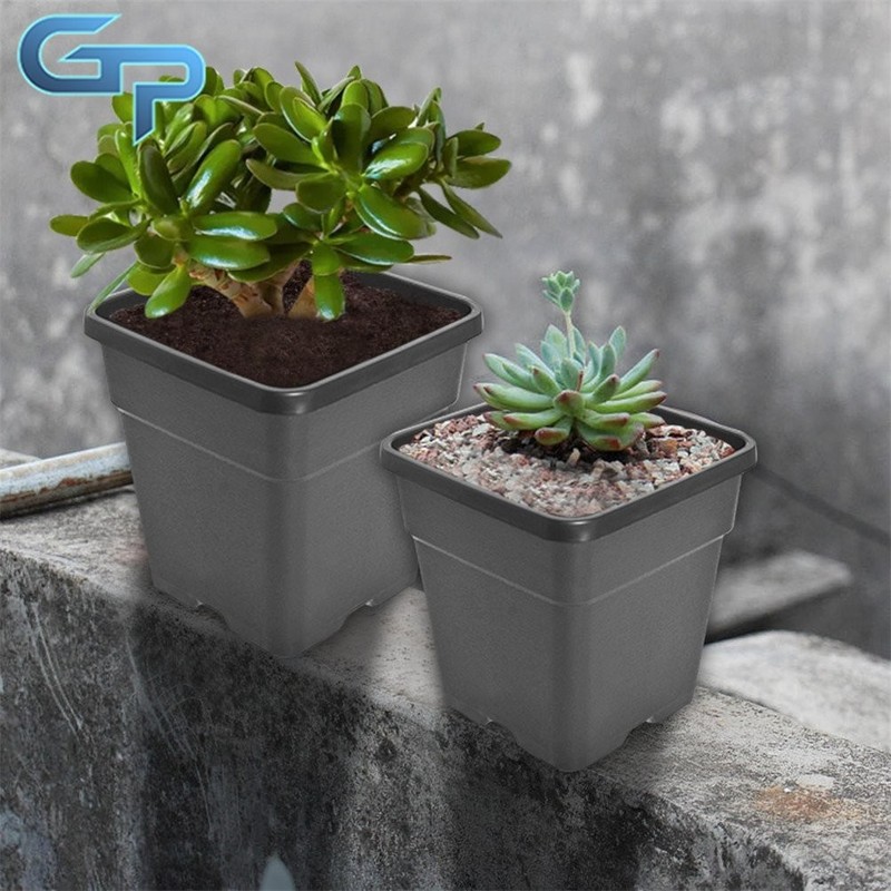 Black Injection Mold 10Pcs Square Nursery Pot Plant Pots 5 Gallon Re-Usable gallery