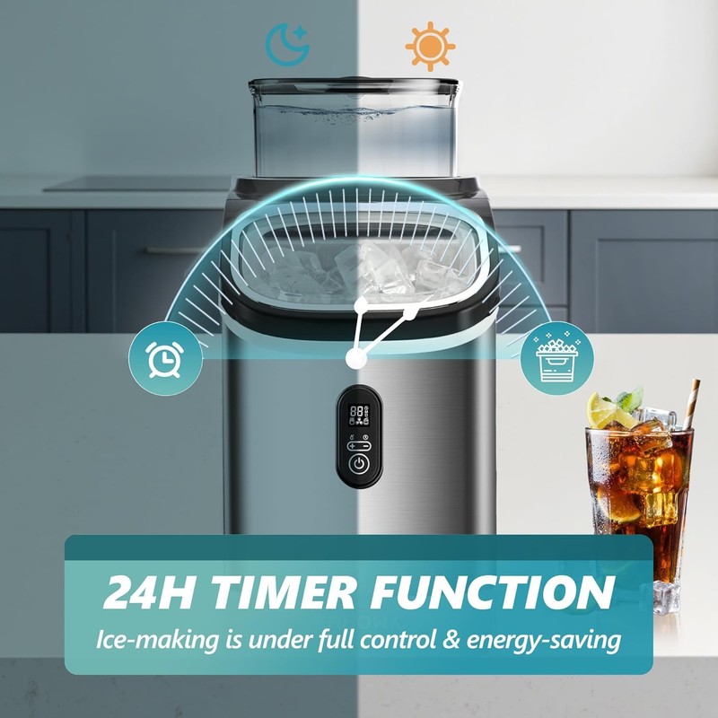 Euhomy Ice Cube Maker 34Lbs Countertop w/ Water Tank, Auto-Clean, Scoop & Basket gallery