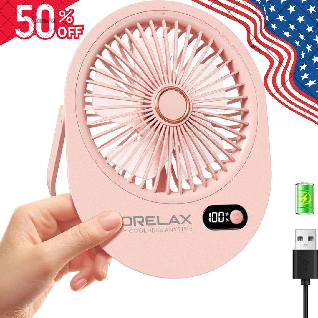USB Desk Fan 3 IN 1 Rechargeable Portable Fan,180 Adjustable 6 Speed Strong Wind gallery