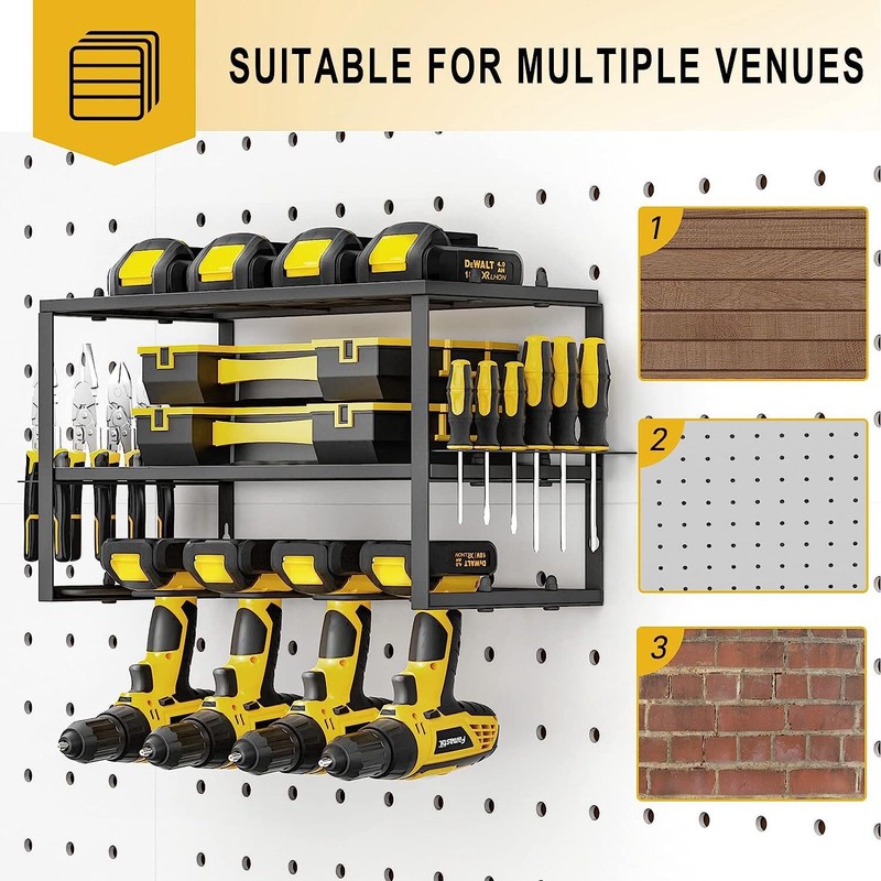 Power Tool Organizer Wall Mounted Power Tool Rack for Cordless Drill Storage gallery