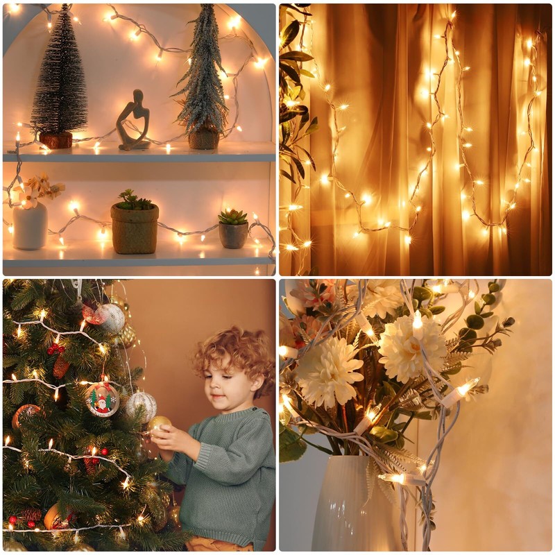 Christmas Lights 100 Count Clear Mini Lights White Wire Ul Certified Connectable gallery