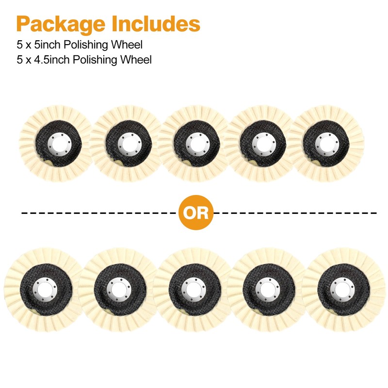 5pcs 4.5/5" Wool Polishing Wheels Buffer Pads Flap Felt Polishing Finishing Disc gallery