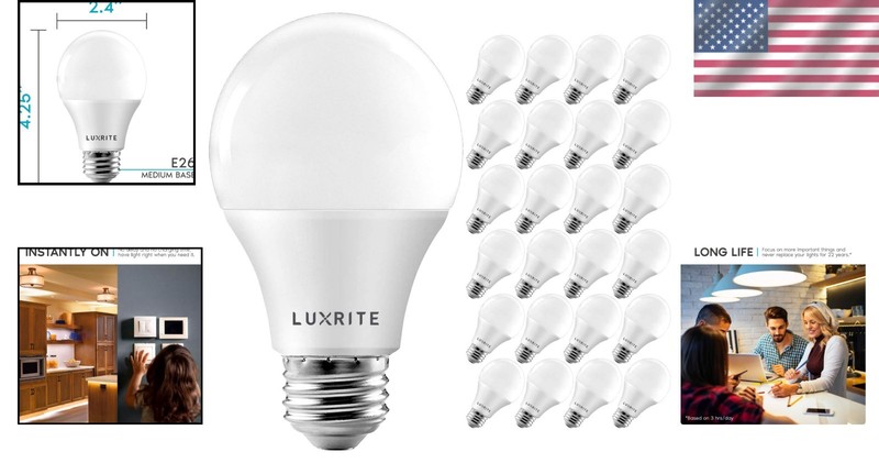 Bright Dimmable A19 LED Bulbs 24 Pack - 60W Equivalent, 800 Lumens Light gallery