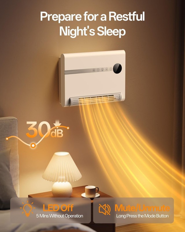 Calefactor de pared para dormitorio, calefactor eléctrico PTC de 1500 W de calen gallery