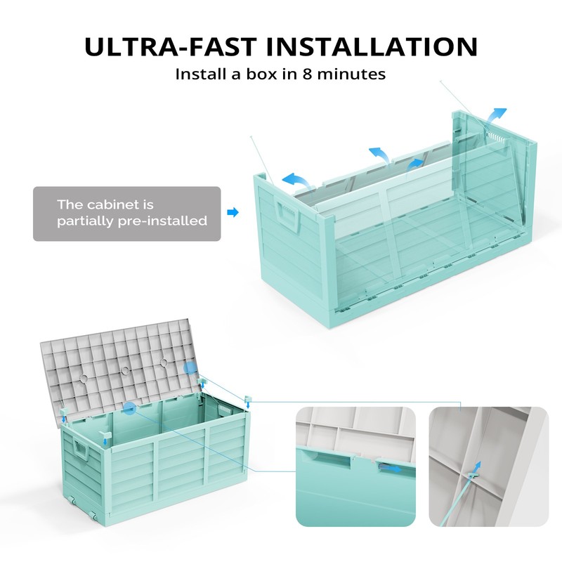 Portable 75GAL Storage Deck Box Outdoor Foldable Fast Installation with Wheels gallery