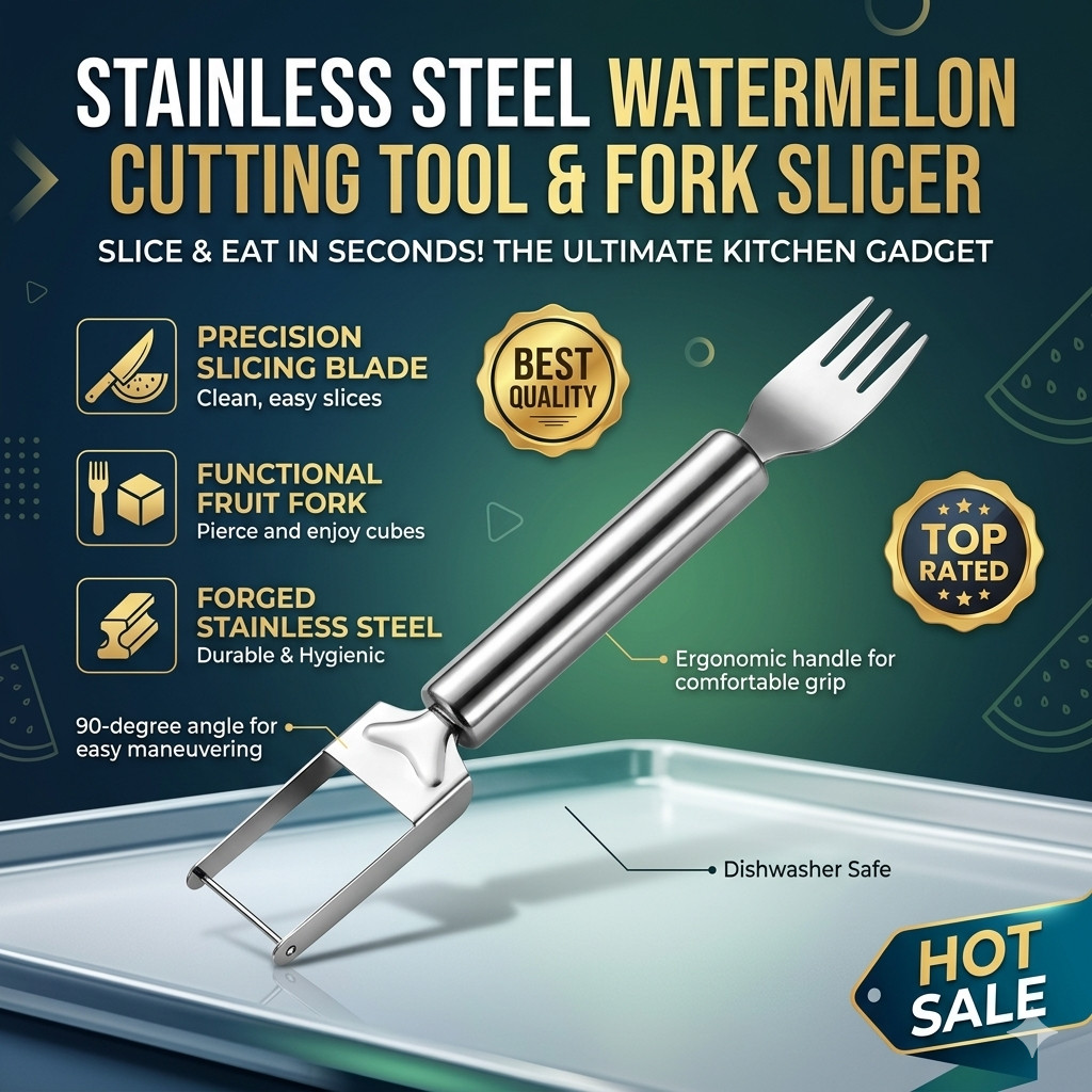 Stainless Steel Watermelon Cutting Tool – Functional Watermelon Fork Slicer gallery