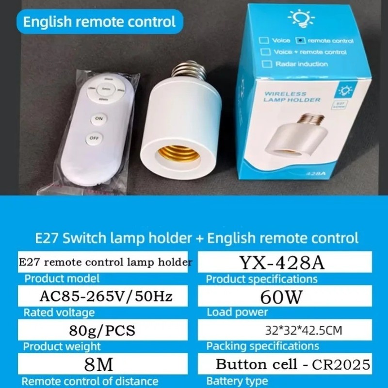 Wireless Remote Control Light Lamp E27 Screw Bulb Base Holder Cap Socket Switch gallery