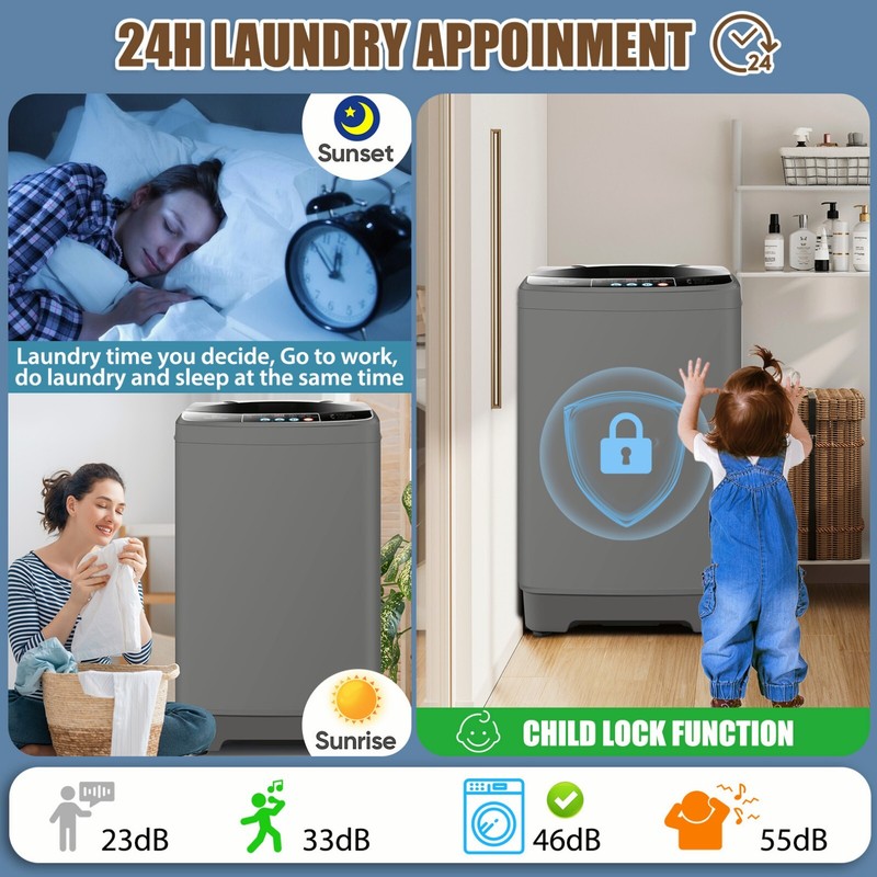 Portable Full-Automatic Washing Machine,15.6lbs Compact Washer Shock Absorption gallery