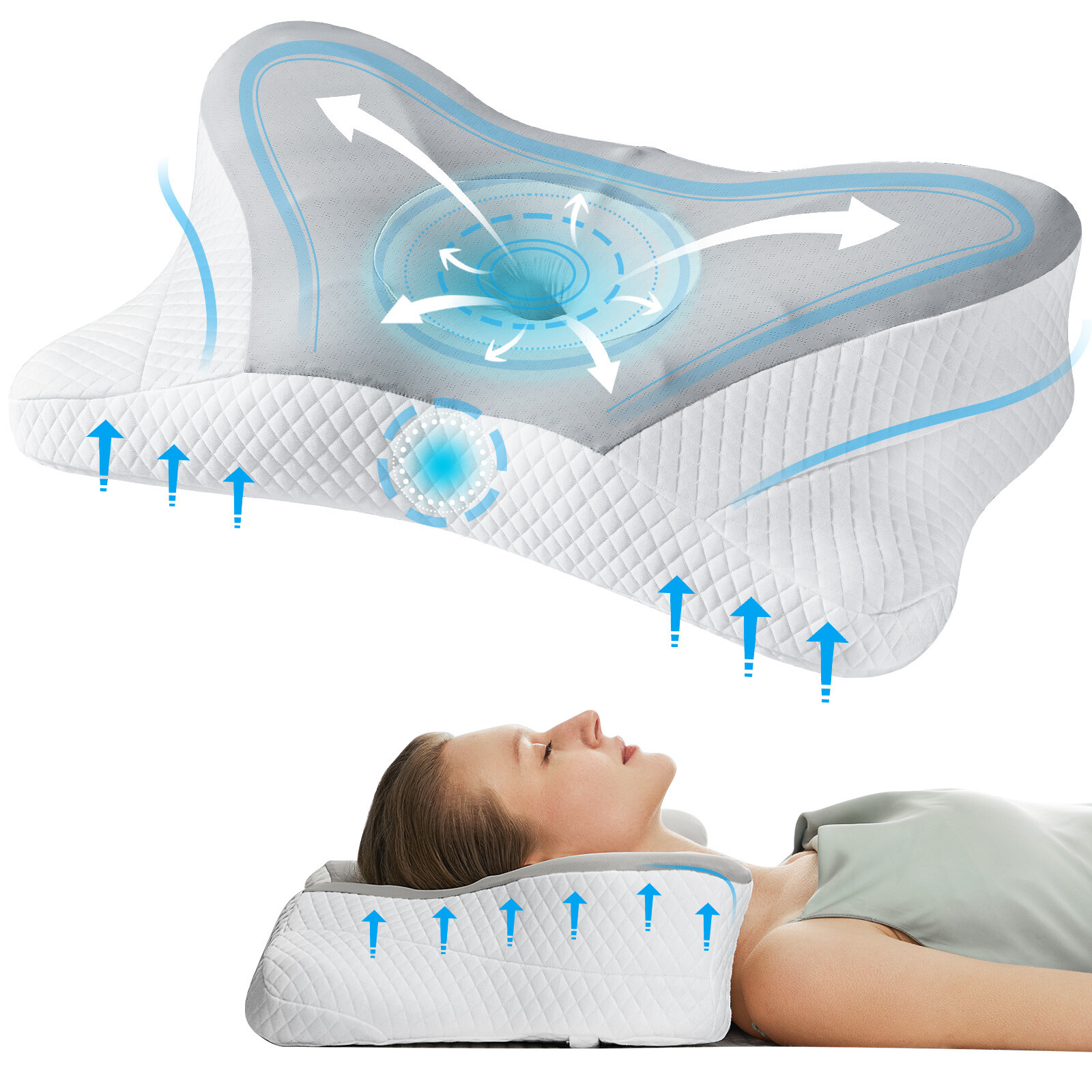 Ergonomic Neck Pillow Memory Contour Foam Cervical Pillow Comfortable Sleep gallery