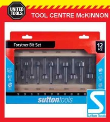 SUTTON TOOLS 12pce 10-35mm HCS TIMBER / WOOD FORSTNER BIT SET IN WOODEN CASE