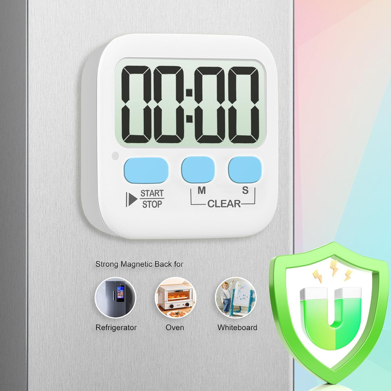 2 Pack Digital Kitchen Timer Count Up Down Loud Silent Magnetic Display gallery