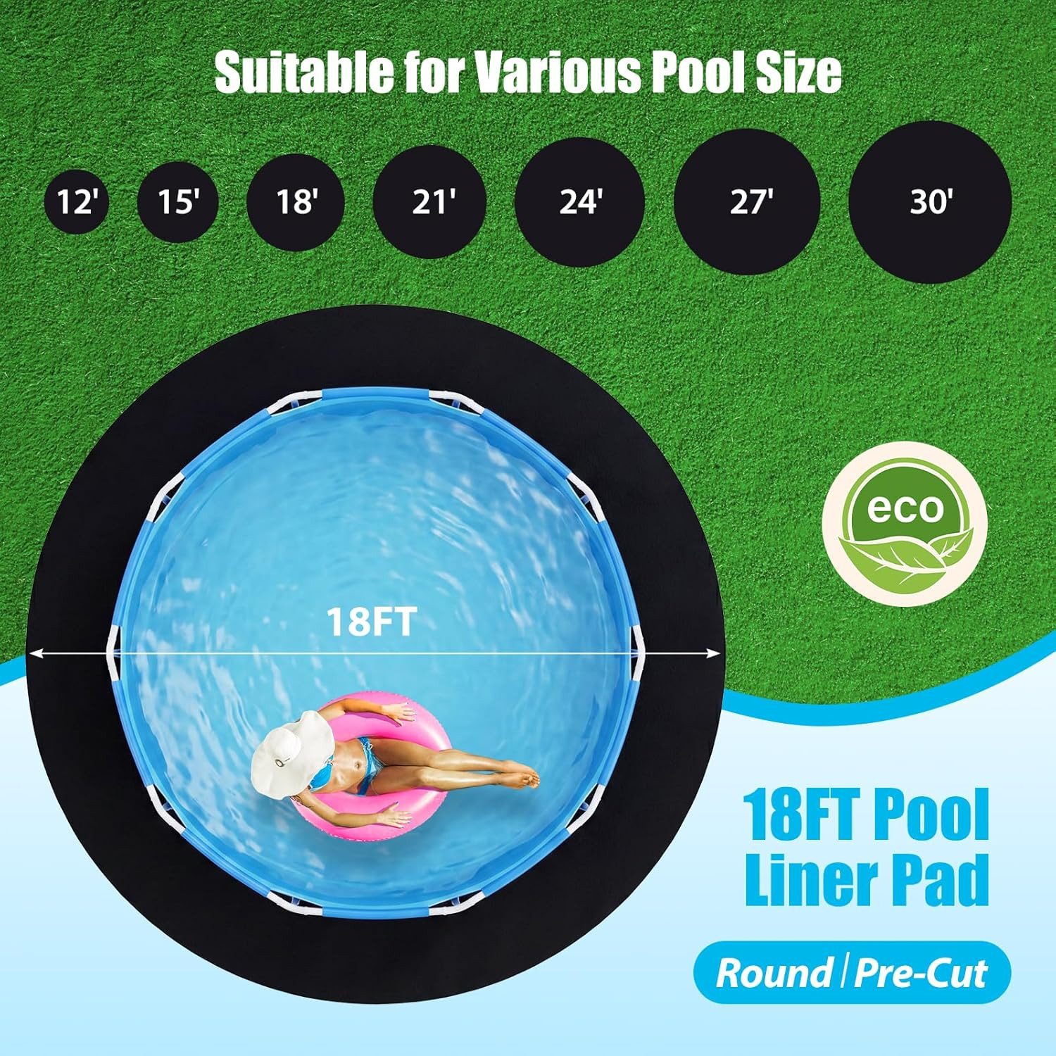 18 FT round Pool Liner Pad for above Ground Pools, Durable Pool Mat with Geotext gallery