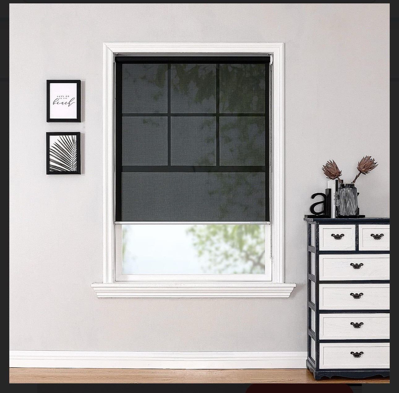 Light Filtering Roller Shades 5% Openness Solar Screen 35" W x 72" H Black (1272 gallery