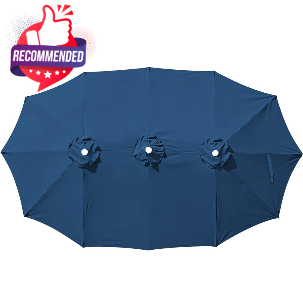 15ft Double-sided Umbrella Replacement Canopy Cover,12 Ribs Large Triple Parasol