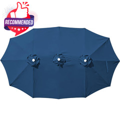 15ft Double-sided Umbrella Replacement Canopy Cover,12 Ribs Large Triple Parasol