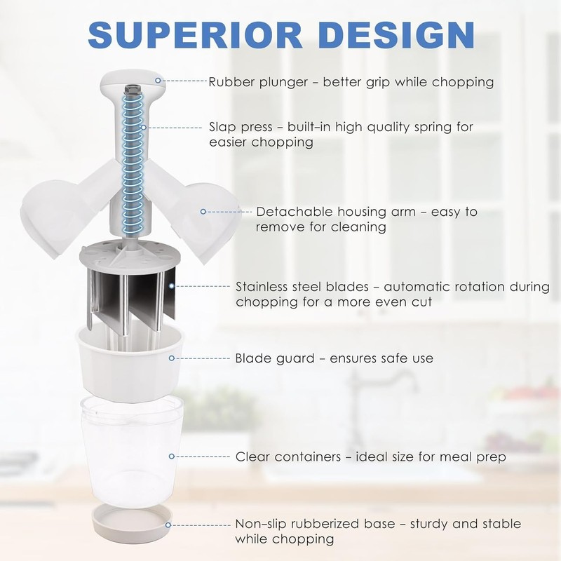 Pampered Chef Push Function Food Chopper - White - #2585 - FAST FREE SHIPPING gallery