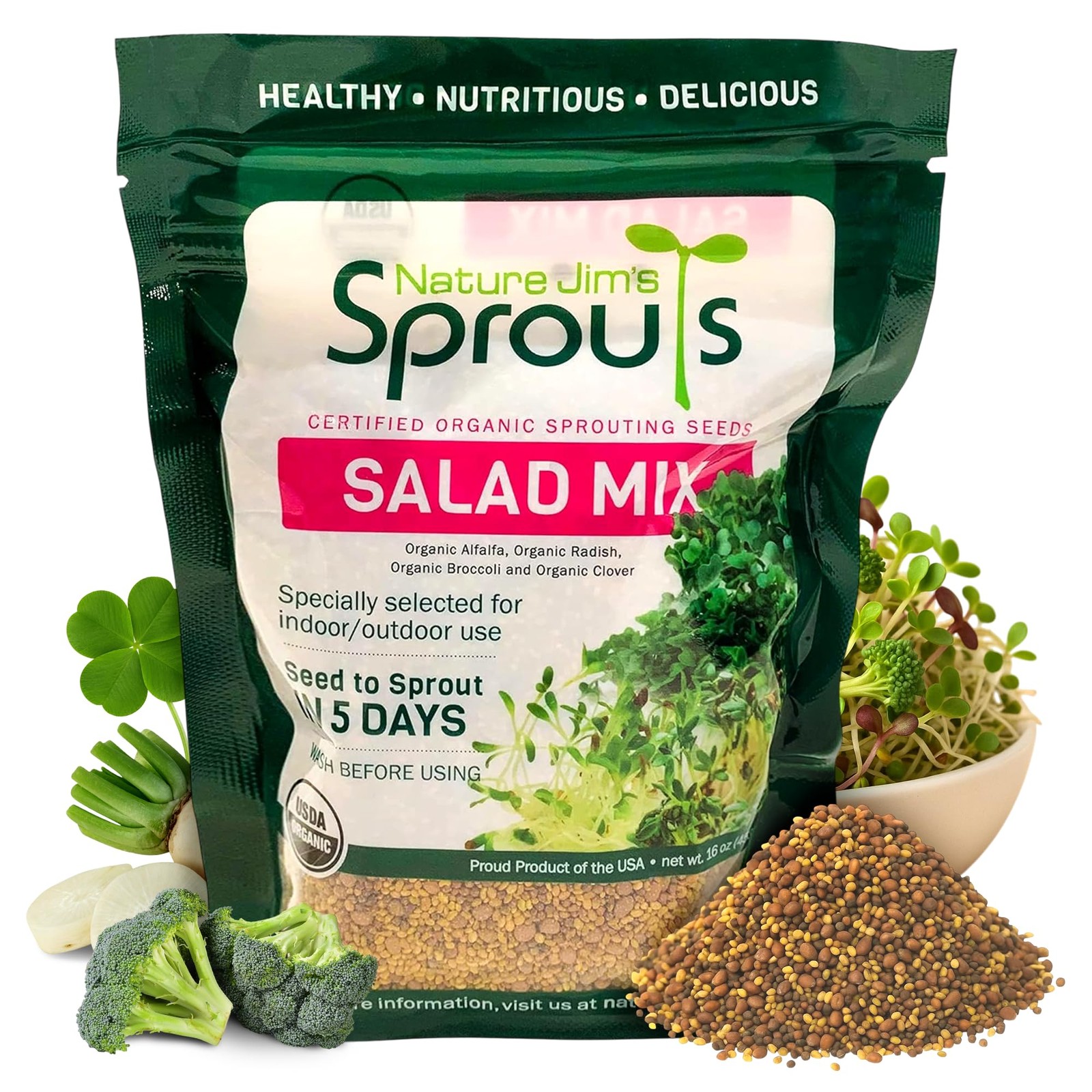 Organic Microgreen Seed Mix - 1lb Non-GMO Broccoli Alfalfa Radish gallery