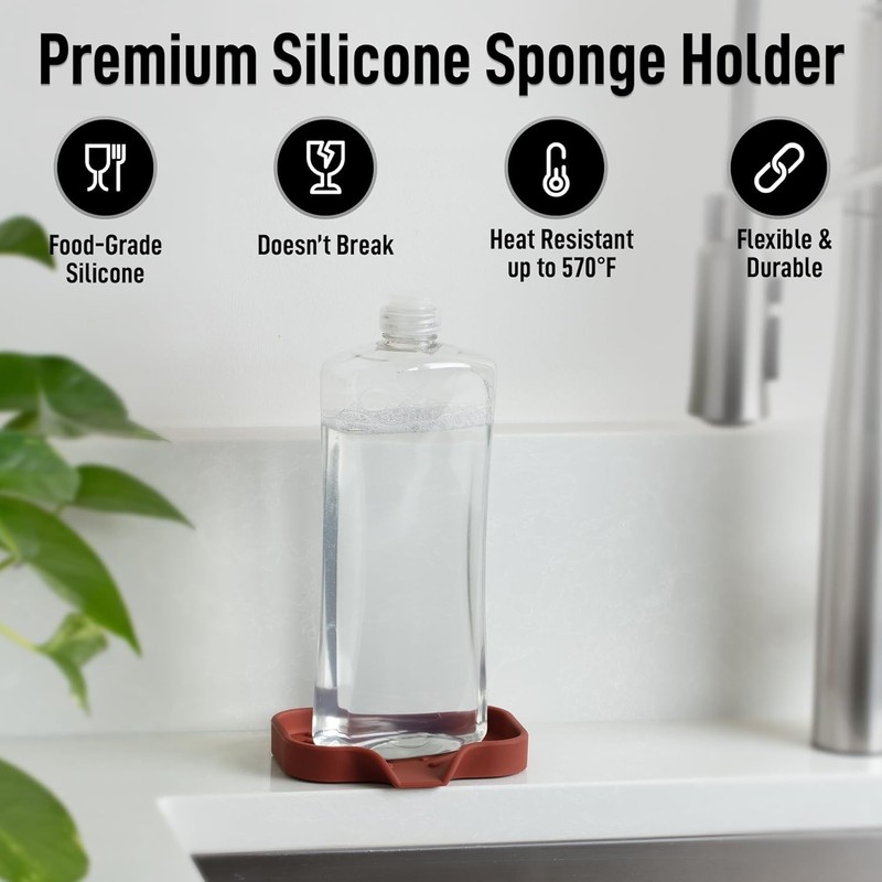 Multipurpose Silicone Sponge Holder 4.9” - Ideal for Kitchen & Bathroom gallery
