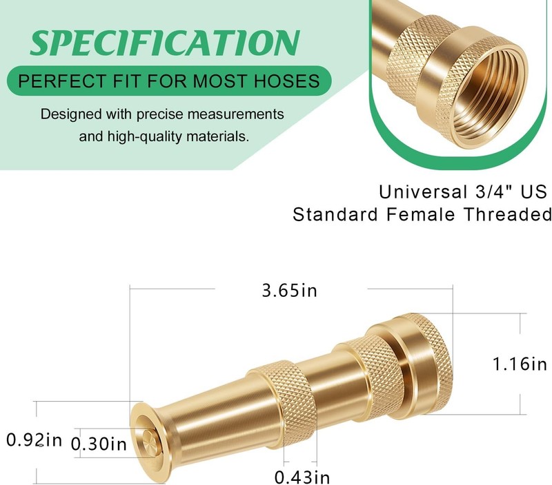 Brass Adjustable Spray Nozzle with Powerful Water Stream for Garden Hoses gallery