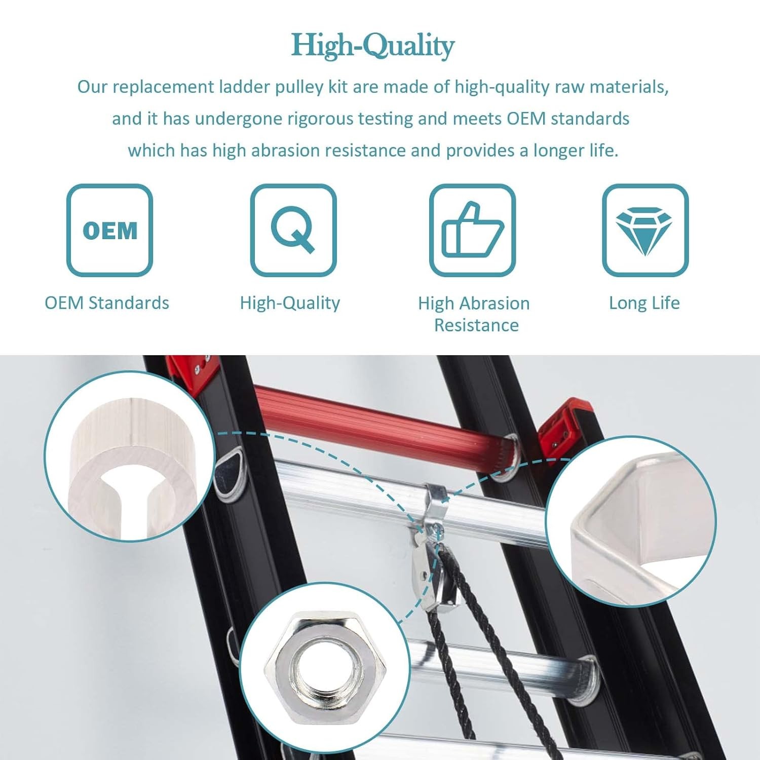 Extension Ladder Pulley Kit Replacement for 31-12 Pulley Assembly Parts gallery