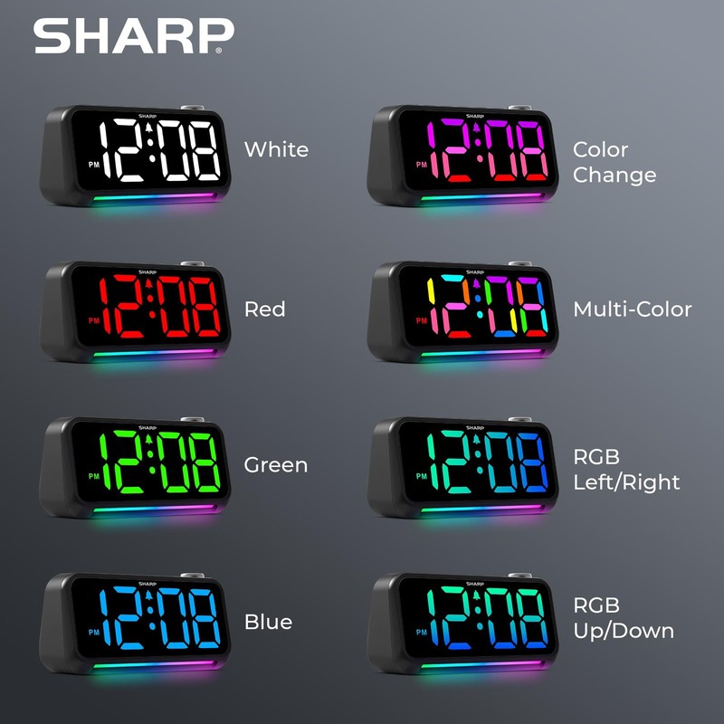 Sharp Loud Alarm Clock for Heavy Sleepers – 95dB Alarm, RGB Small, Black gallery