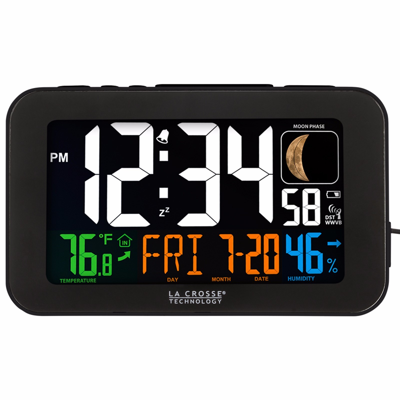 617-1485B La Crosse Technology Atomic Color Digital Alarm Clock USB - Open Box gallery