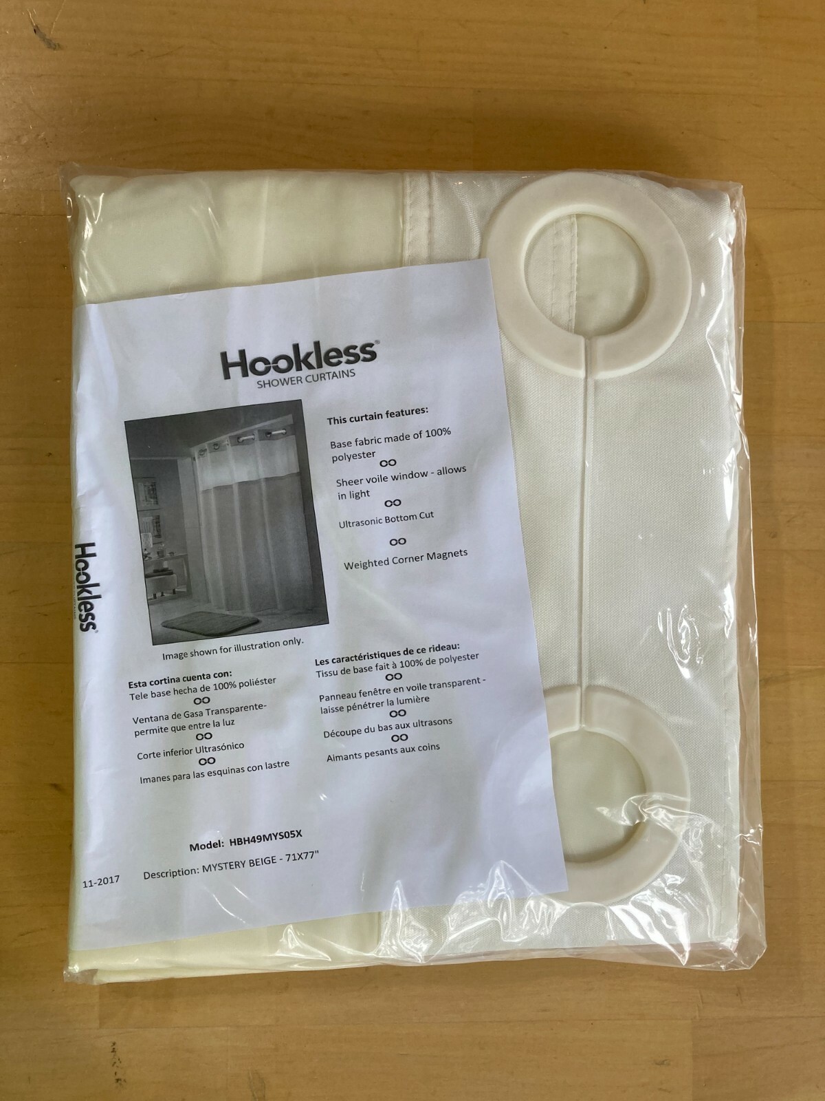 Focus Window Hookless Shower Curtains, Mystery Beige 71” L x 77” W gallery
