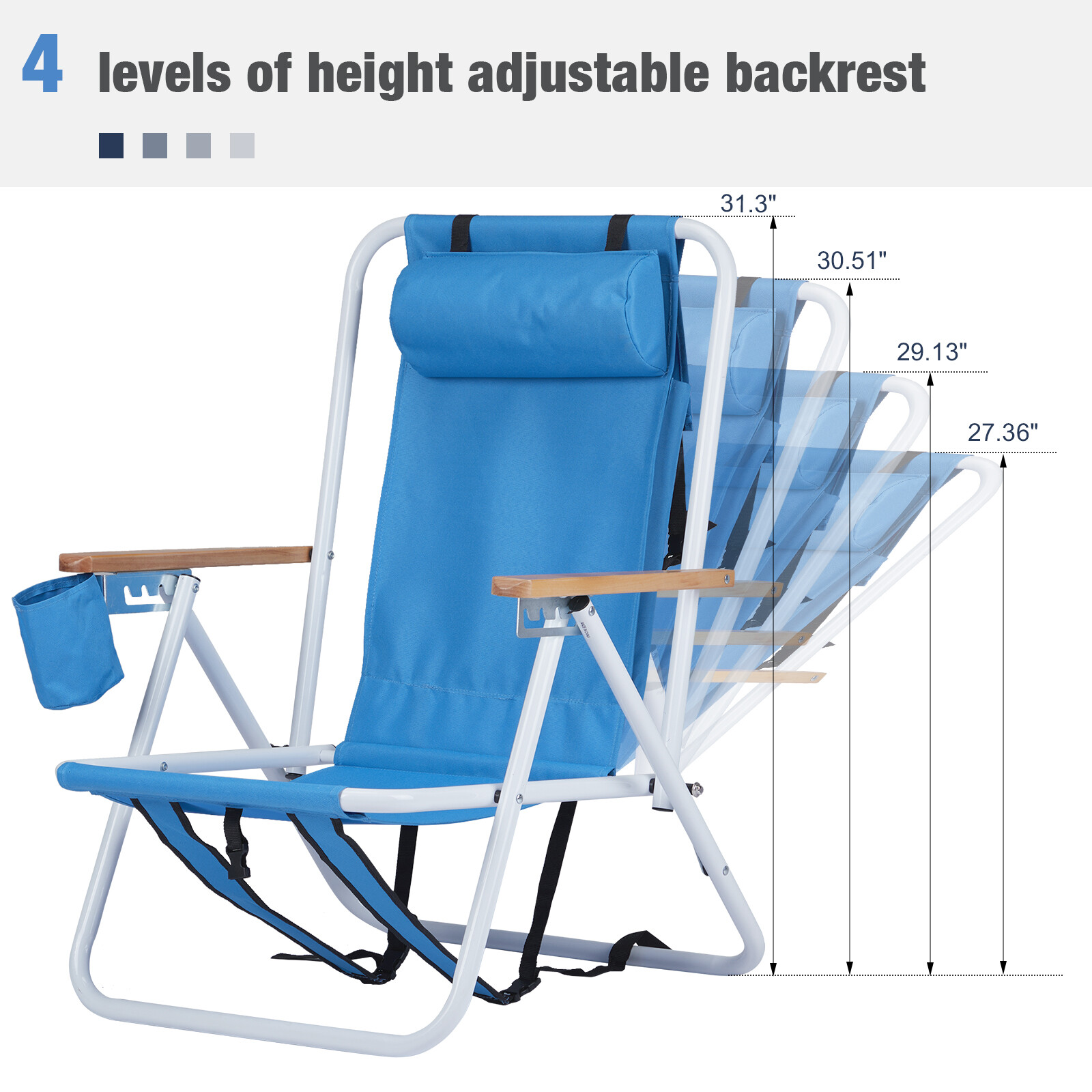 1-2 Pack Backpack Beach Chair Folding Portable Camping Chair With Cup Holder gallery