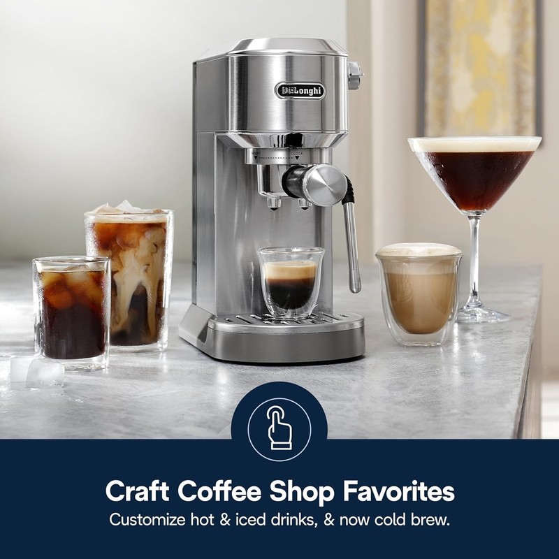 Dedica Duo Compact Espresso Machine - Cold Brew Coffee Maker with Milk Frother W gallery