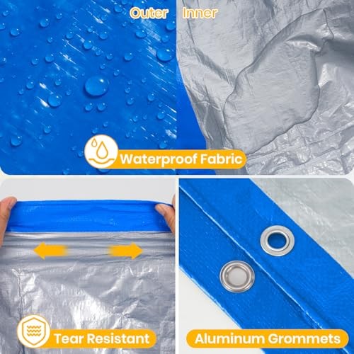8' x 10' Waterproof Tarps 5 Mil - Multipurpose Poly Tarpaulin with 8x10ft Blue gallery