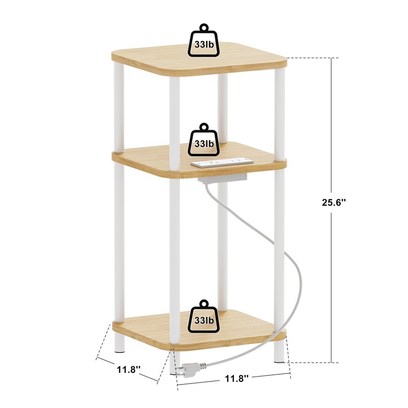Bamboo End Table with Charging Station, Side Table for Small Space, Small Table gallery