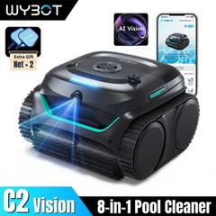 WYBOT C2 Vision Robotic Pool Cleaner Wall Climb Cordless AI Camera Pool Vacuum