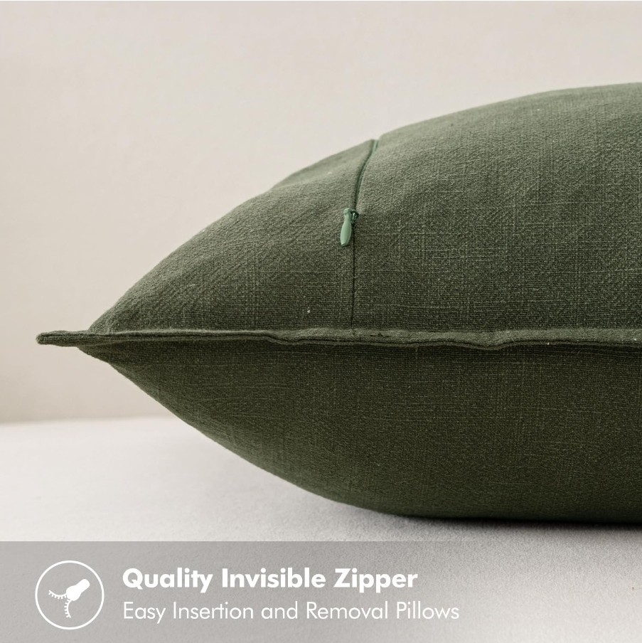 16x16 Inch MIULEE Decorative Linen Pillow Covers Dark Olive Green Boho gallery