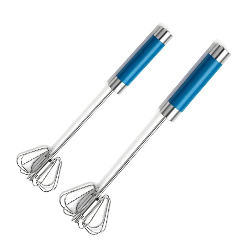 Stainless Steel Semi-Automatic Egg Whisk Set, 2PCS Hand Push Rotary Manual Mi... gallery