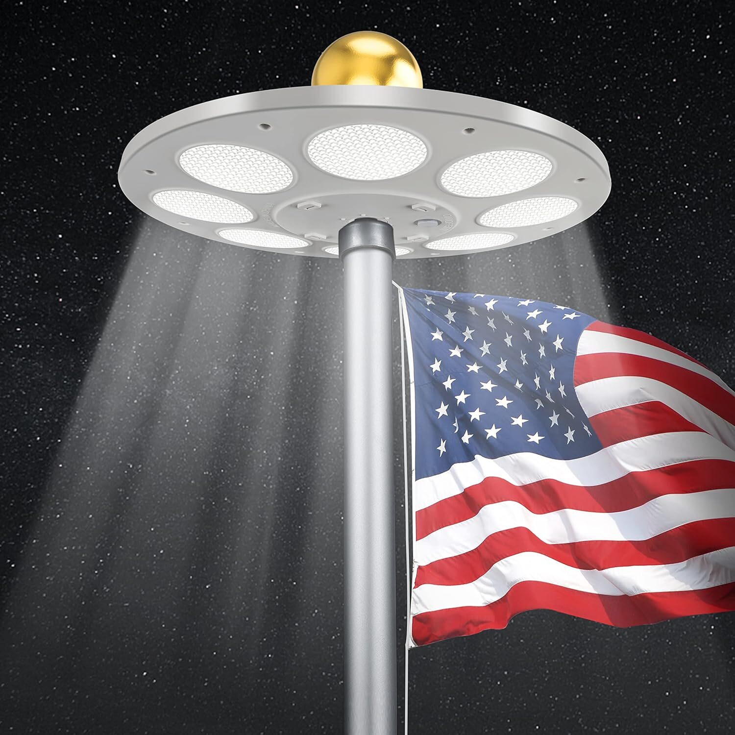 Flagpole Light Solar Power Waterproof Flag Pole Light 136 LED for 15-25 Ft Poles gallery