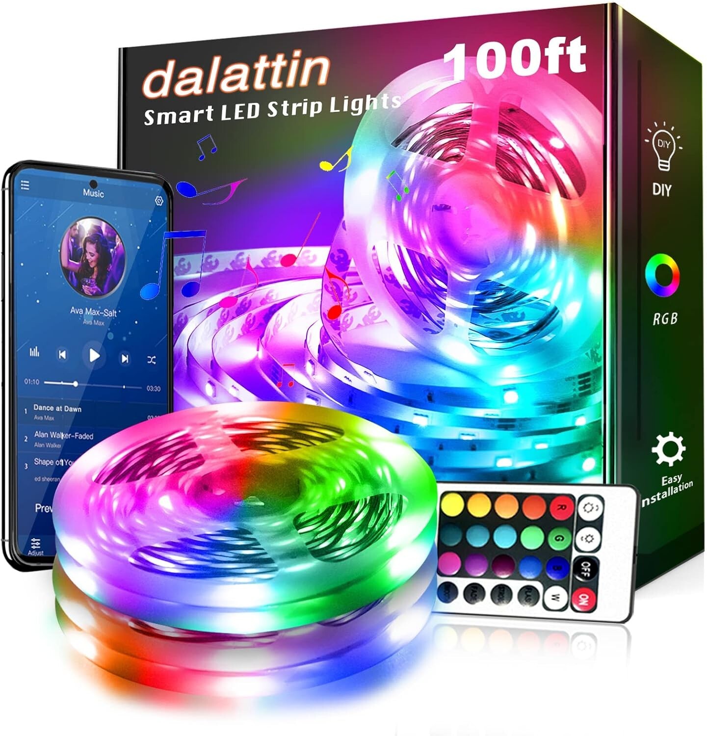 100 Ft LED Strip Lights, Smart Light with App Rem Control, RGB Music Sync Color gallery