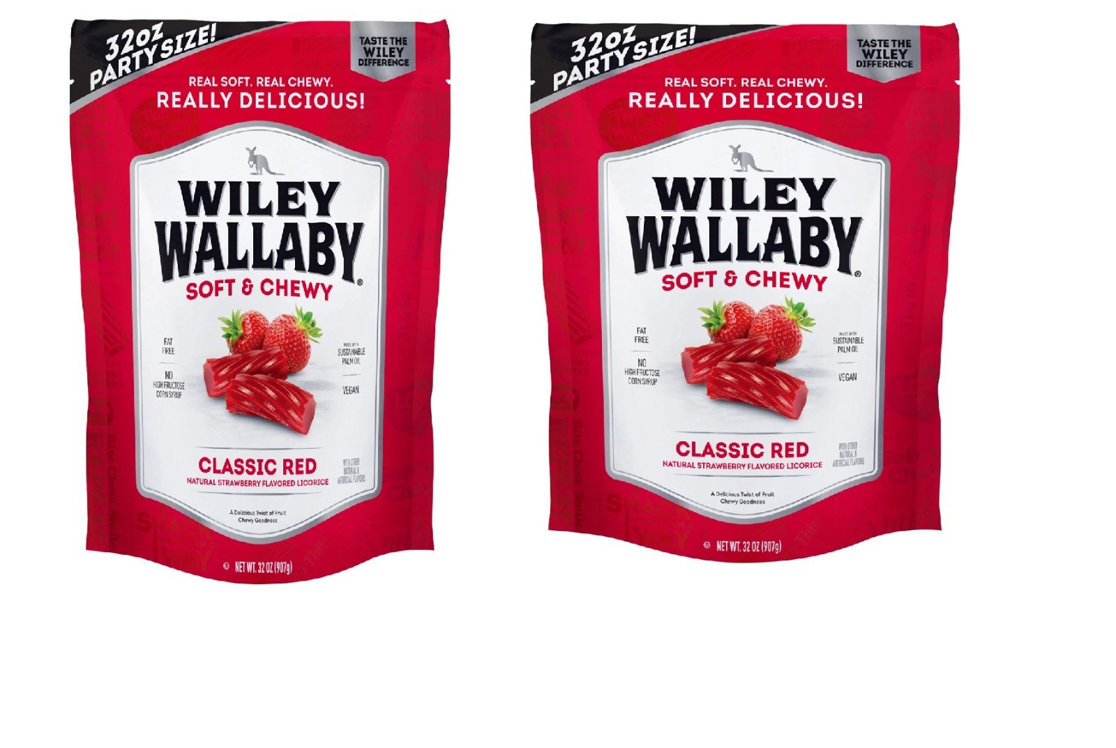 2 NEW WILEY WALLABY SOFT & CHEWY CLASSIC RED STRAWBERRY AUSSIE LICORICE 32OZ BAG gallery