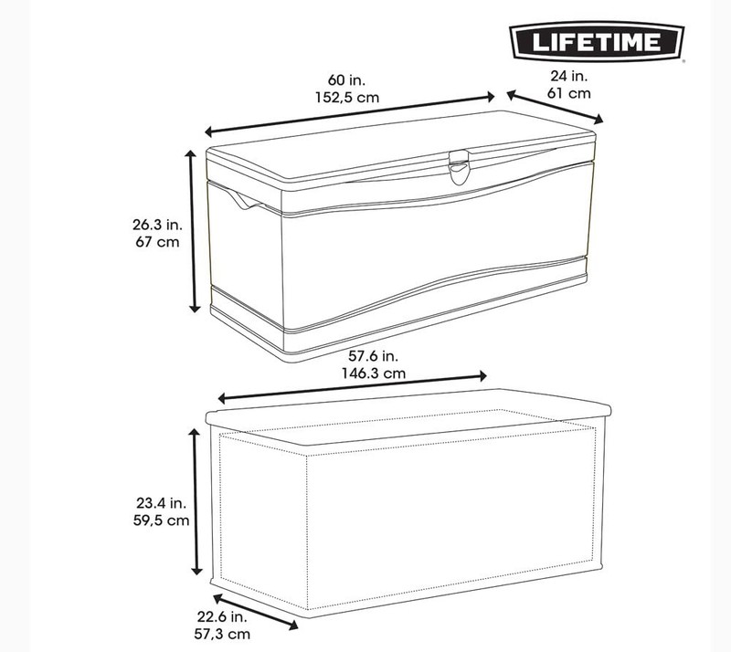 LIFETIME 60012 Extra Large Deck Box, 130 Gallon, Desert Sand/Brown gallery
