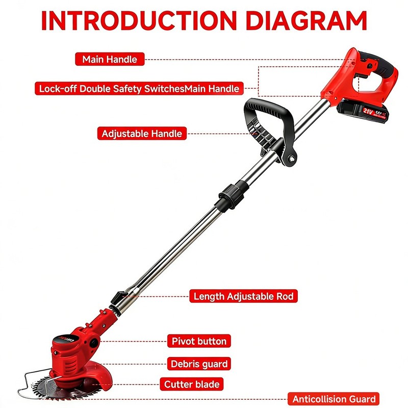 Cordless Electric Weed Lawn Eater Edger Yard Grass String Trimmer Cutter mower gallery