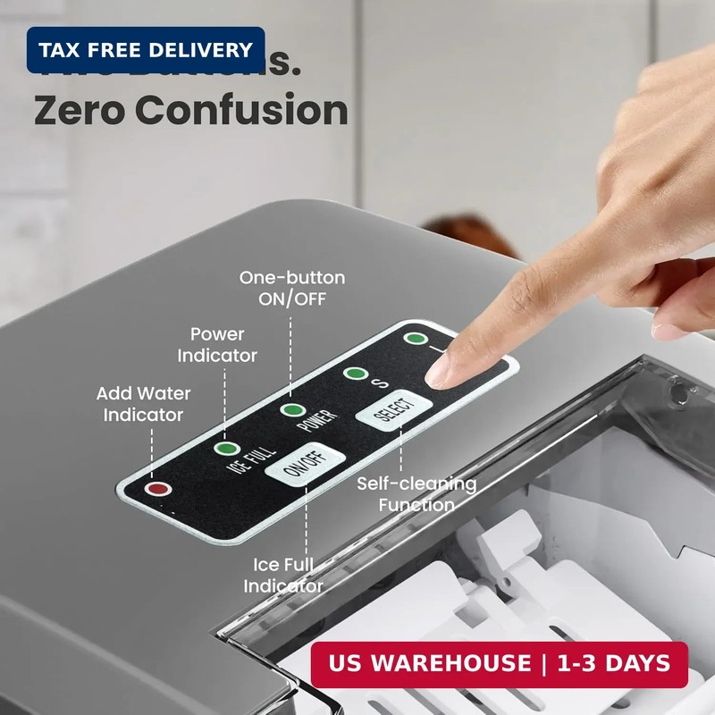 Portable Countertop Ice Maker Machine with Handle, 8 Bullet-Shaped Ice Cubes Rea gallery